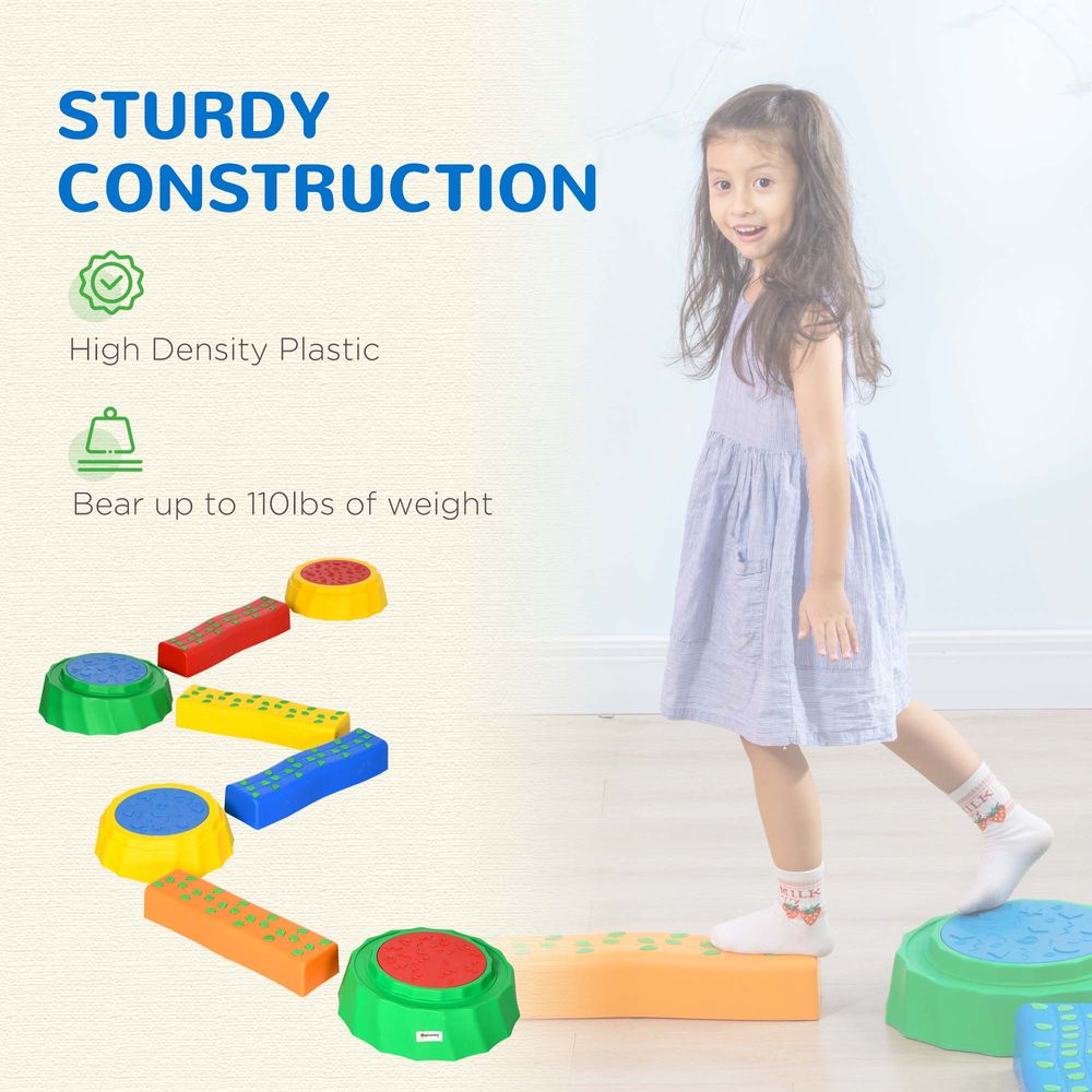 Eight-Piece Kids Stepping Stones Non-Slip Surface & Bottom, for Kids Outsunny - anydaydirect
