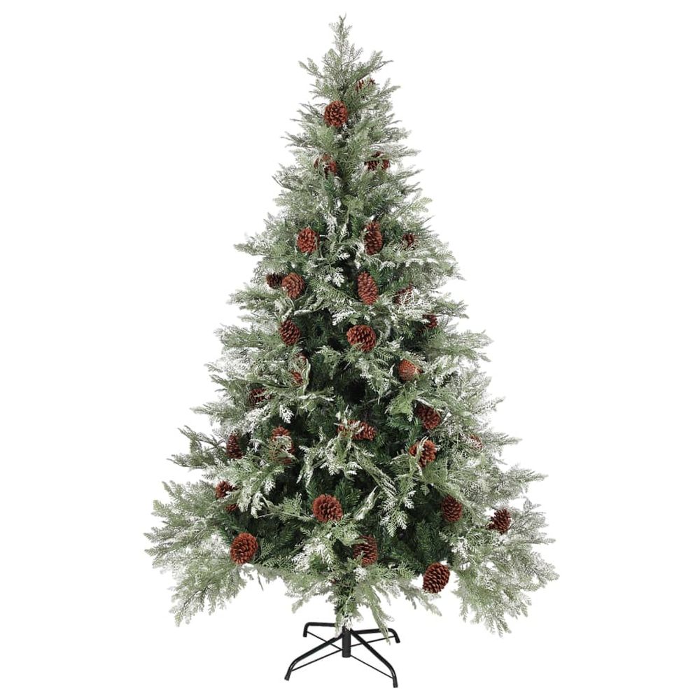 Christmas Tree with Pine Cones Green and White 120 cm to 225 cm PVC&PE - anydaydirect