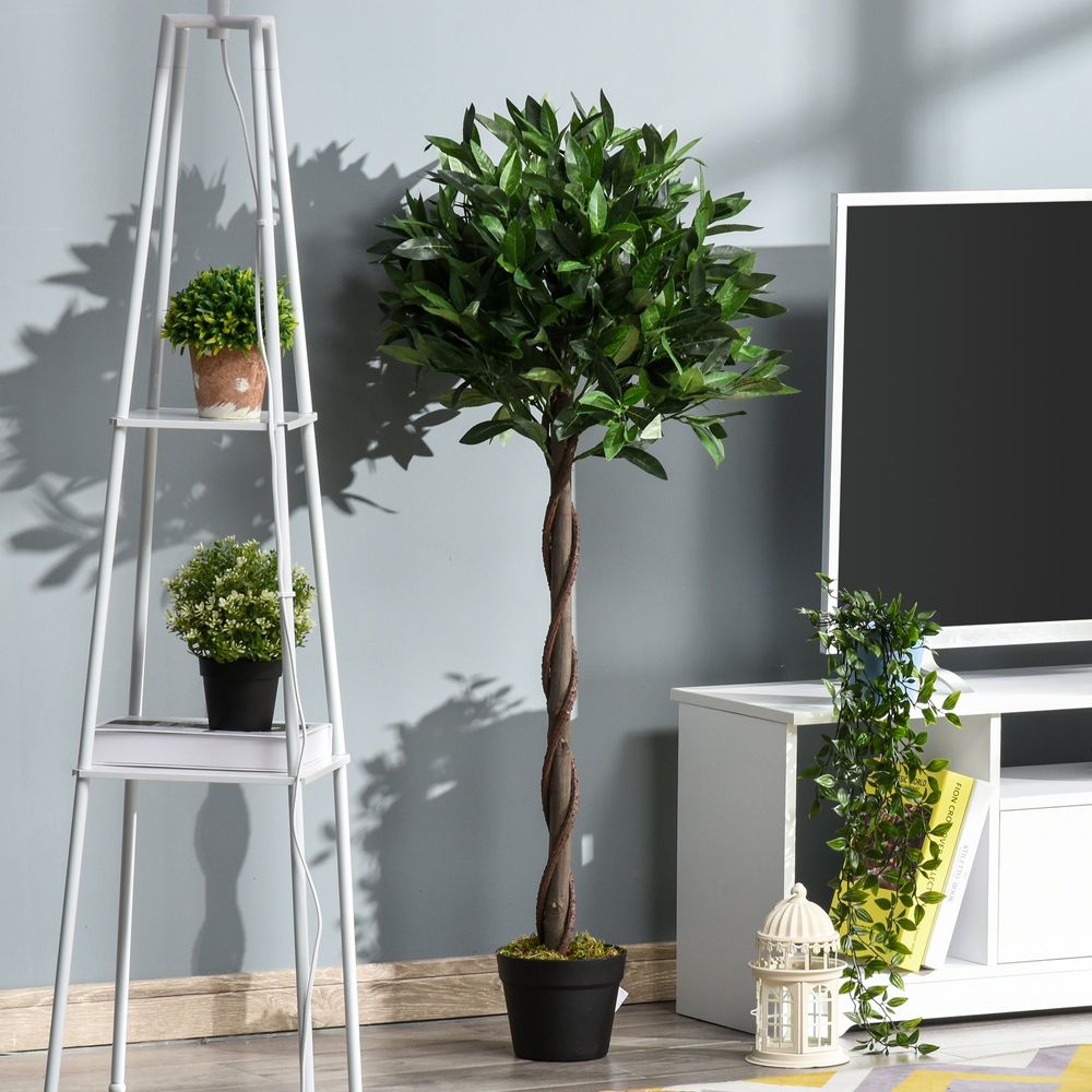 2 Artificial Topiary Bay Laurel Ball Trees Nursery Pot for Indoor Outdoor Decor - anydaydirect