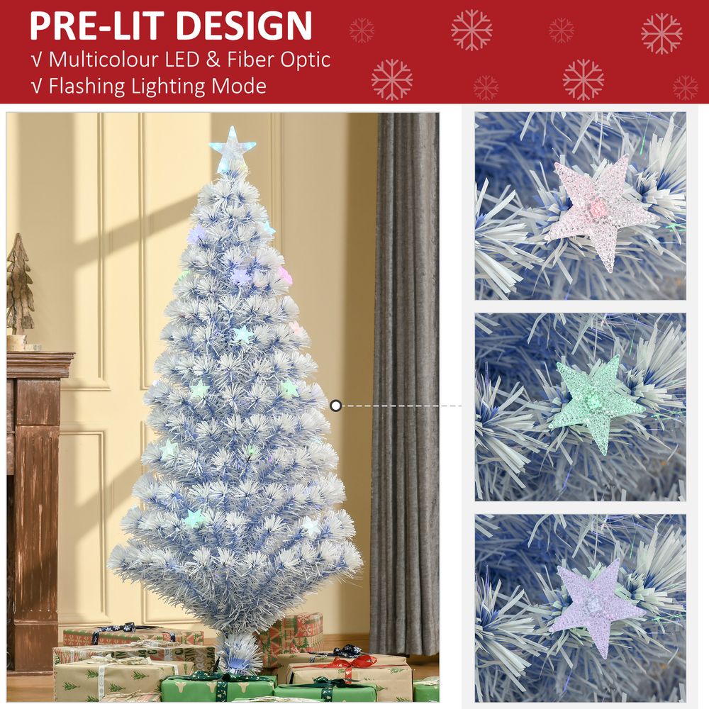 Artificial Fibre Christmas Tree Seasonal Deco 21 LED Easy Store 5FT White Blue - anydaydirect