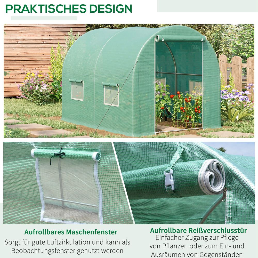 Outsunny Greenhouse Polytunnel Walk-in Grow Plant Steel 3 x 2 M Outdoor - anydaydirect