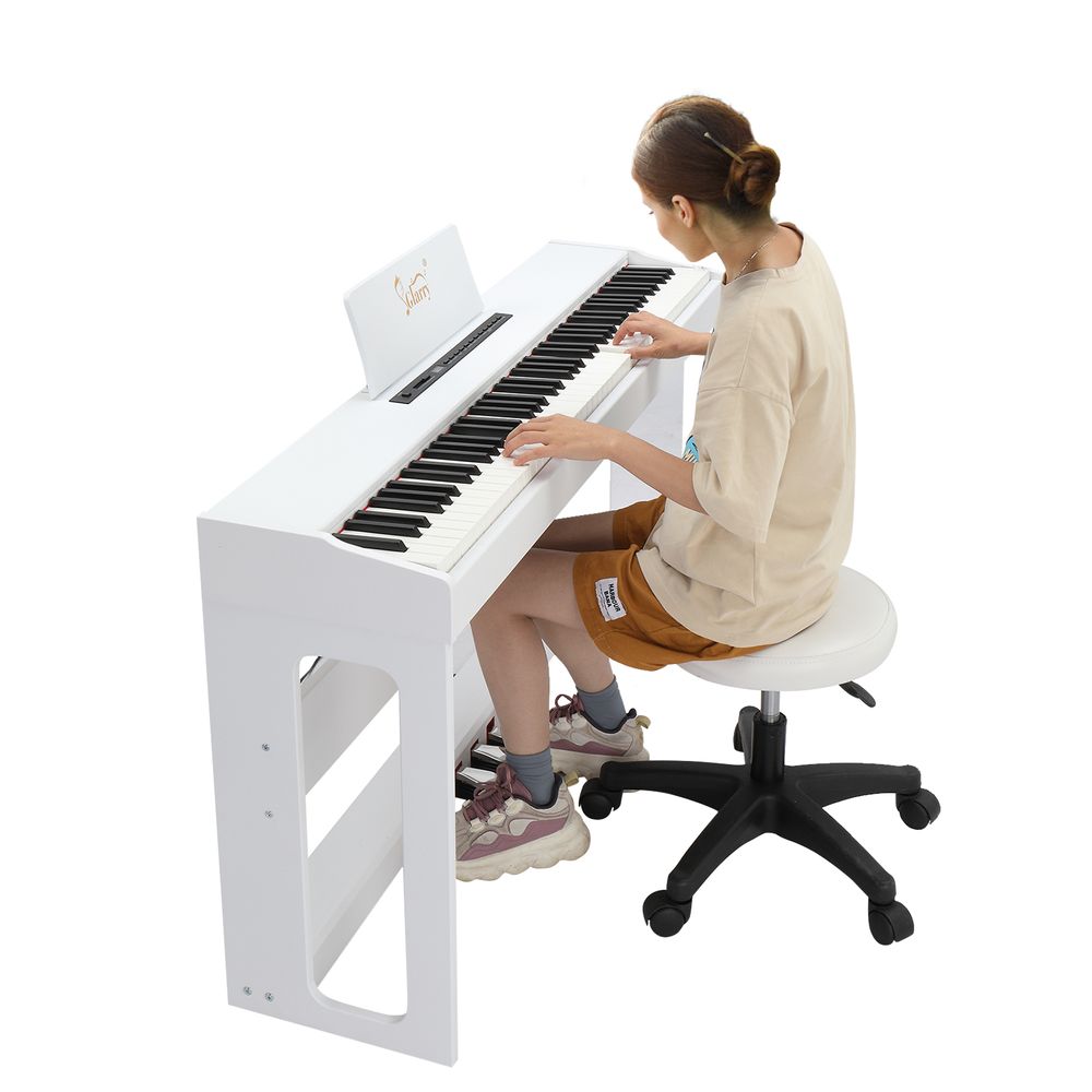 Glarry GDP-104 88 Keys Full Weighted Keyboards Digital Piano with Furniture Stand, Power Adapter, Triple Pedals, Headphone, for All Experience Levels White - anydaydirect