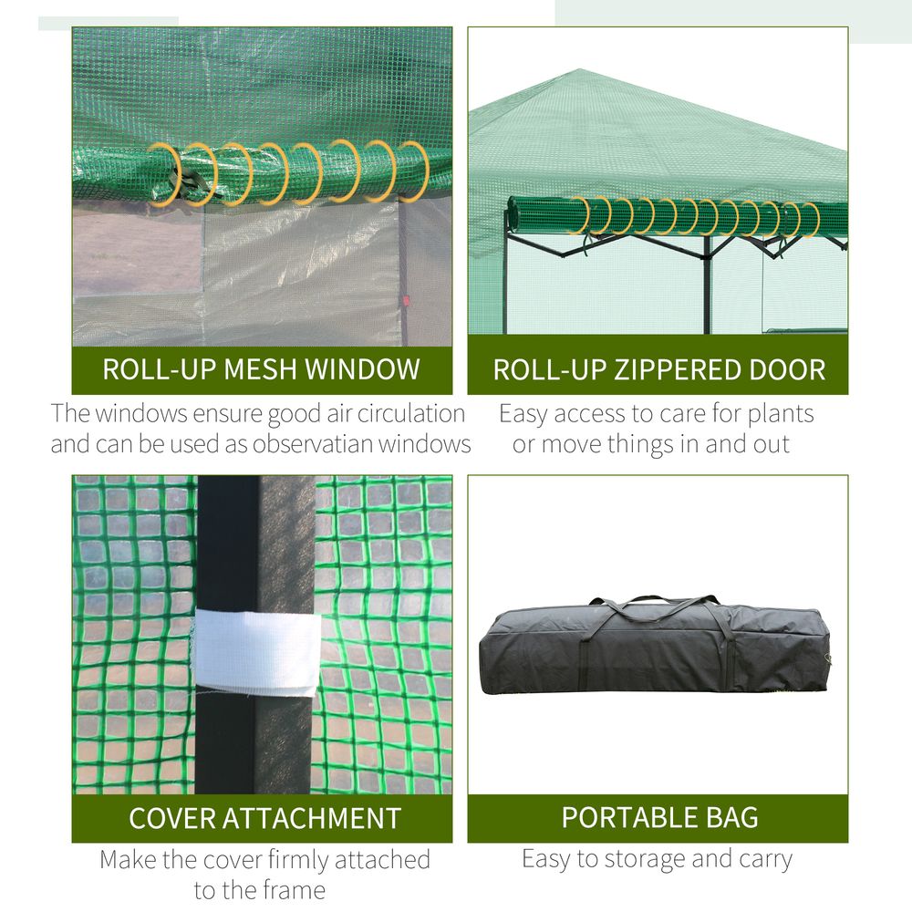Outsunny Portable Pop-up Walk in Greenhouse w/ Door Windows 2.4 x 1.8 x 2.4m - anydaydirect
