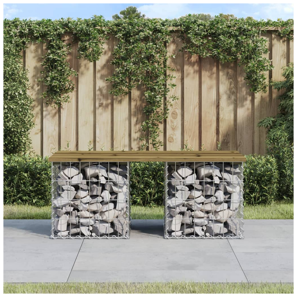 vidaXL Garden Bench Gabion Design 103x44x42 cm Impregnated Wood Pine - anydaydirect