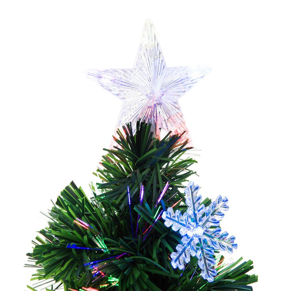 4FT Green Fibre Optic Artificial Christmas Tree LED Snowflakes Fireproofing - anydaydirect