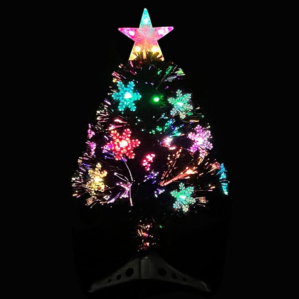 Christmas Tree with LED Snowflakes Black 64 cm Fibre Optic - anydaydirect