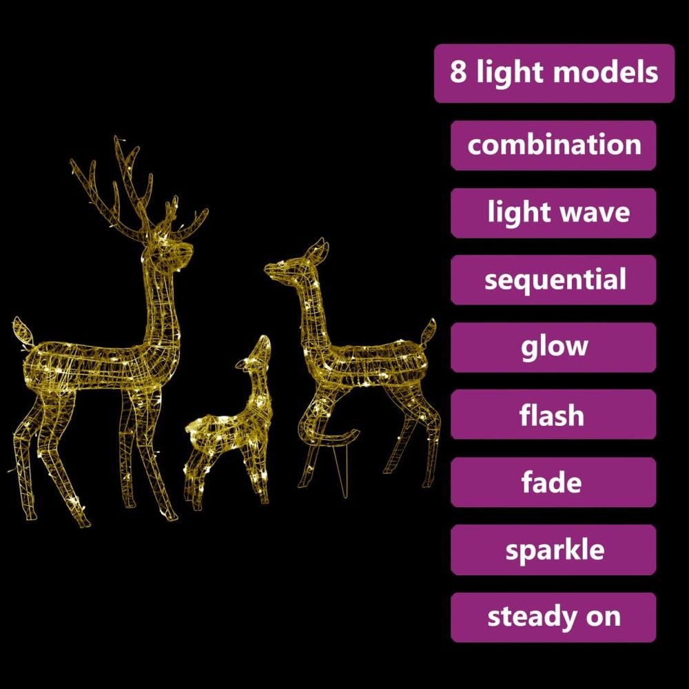 Acrylic Reindeer Family Christmas Decoration 300 LED Warm White - anydaydirect