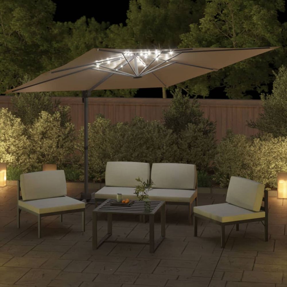 LED Cantilever Umbrella Taupe 400x300 cm - anydaydirect