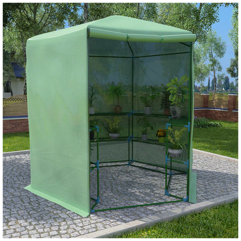 Greenhouse with Shelves Steel 227x223 cm - anydaydirect