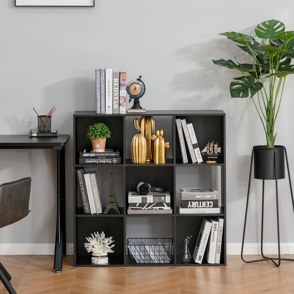 9 Cube Storage Cabinet Bookcase Bookshelf Home Office Shelf, Black - anydaydirect