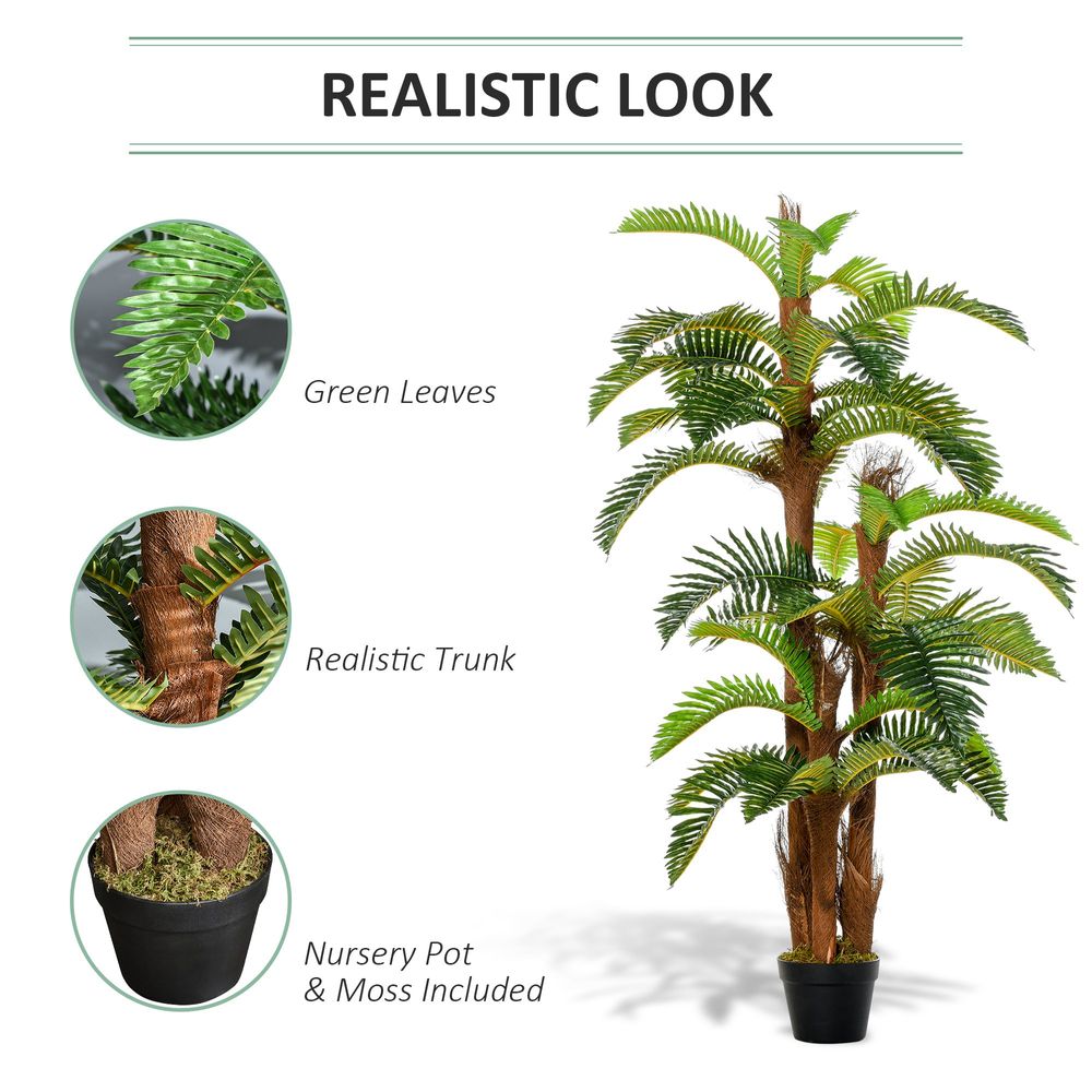 Artificial Fern Tree 36 Leaves with Nursery Pot, Fake Plant 150cm - anydaydirect