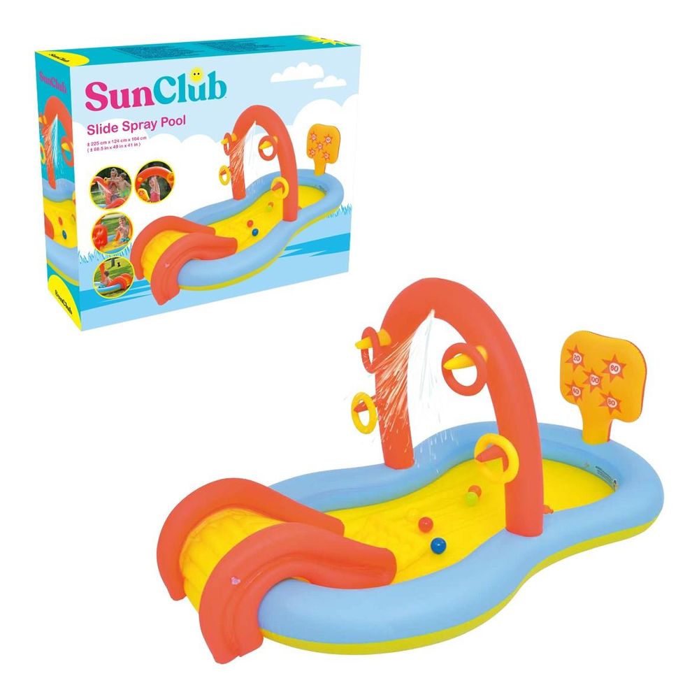 Sun Club 2.2M Inflatable Paddling pool Slide with Water Spray 98729 - anydaydirect