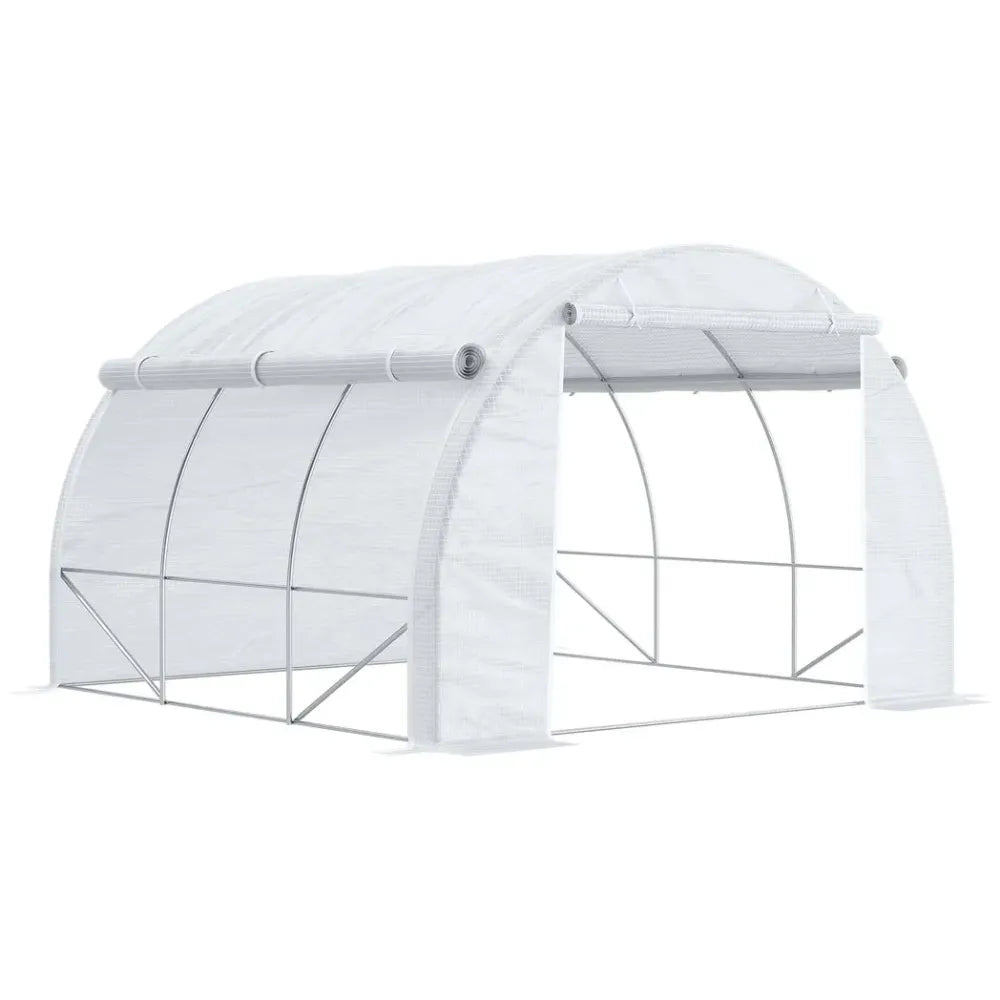 3 x 3 x 2 m Polytunnel Greenhouse Pollytunnel Tent w/ Steel Frame White - anydaydirect