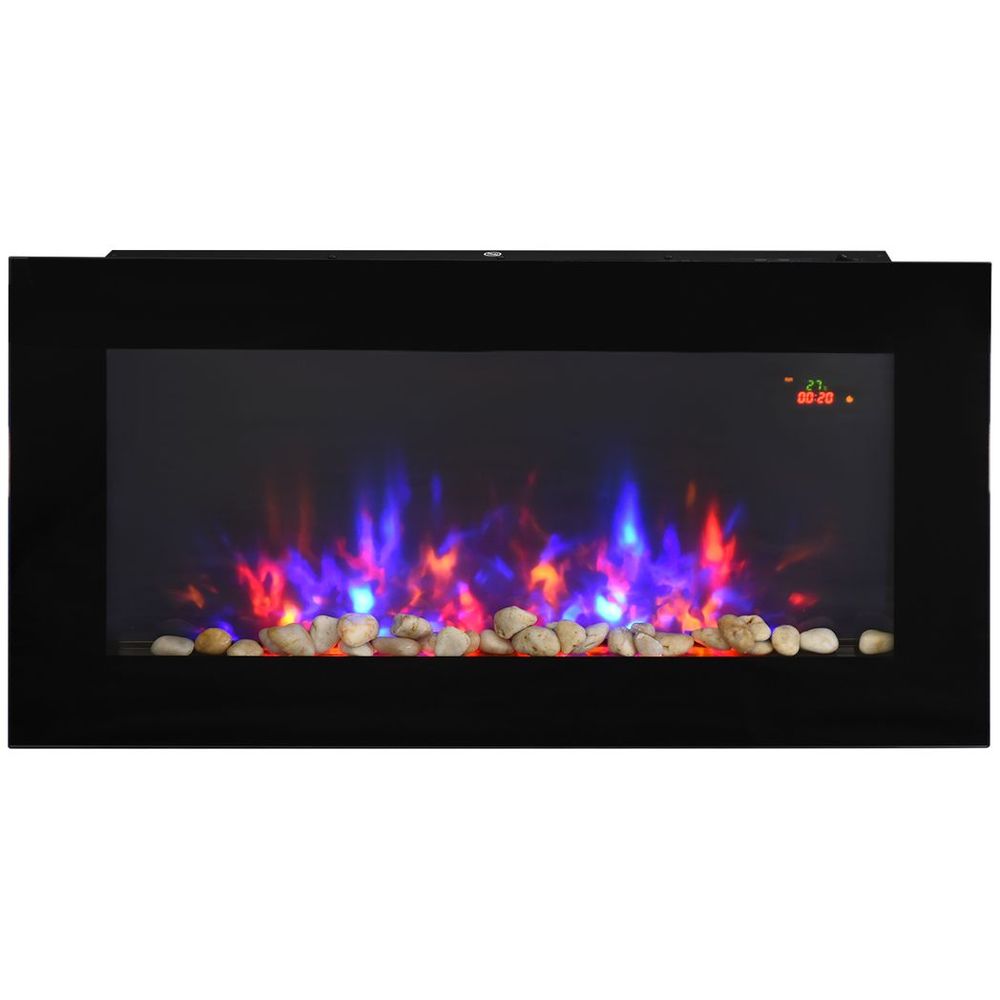 HOMCOM 1000W/2000W LED Electric Fireplace Automatic Function Remote Timer Safe - anydaydirect