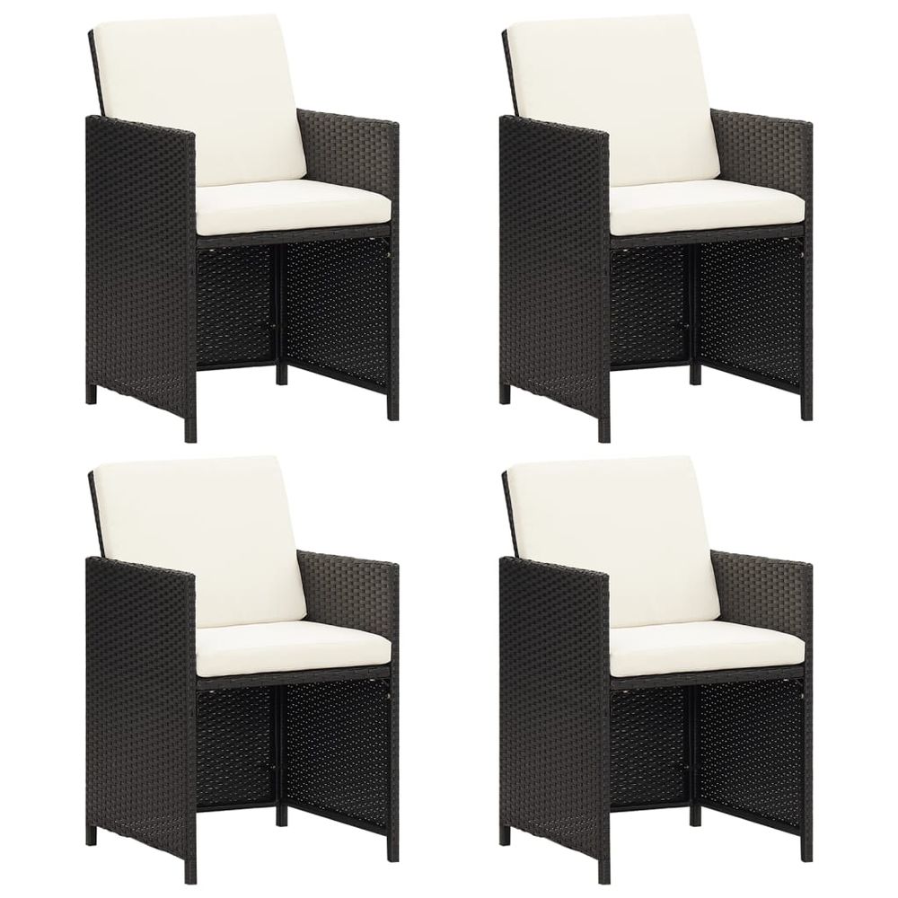 Garden Dining Chairs with Cushions 4 pcs Black Poly Rattan - anydaydirect