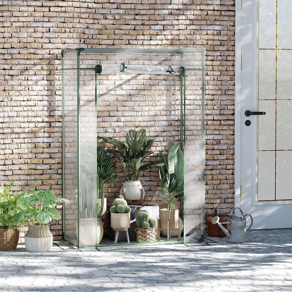 100 x 50 x 150cm Greenhouse Steel Frame PE Cover with Roll-up Door Outdoor - anydaydirect