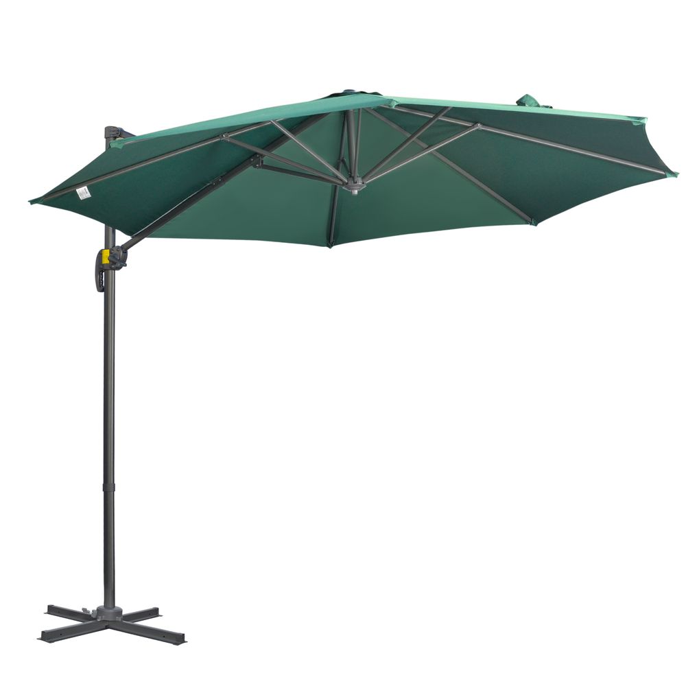 3 x 3(m) Cantilever Parasol Garden Umbrella with Cross Base Green - anydaydirect