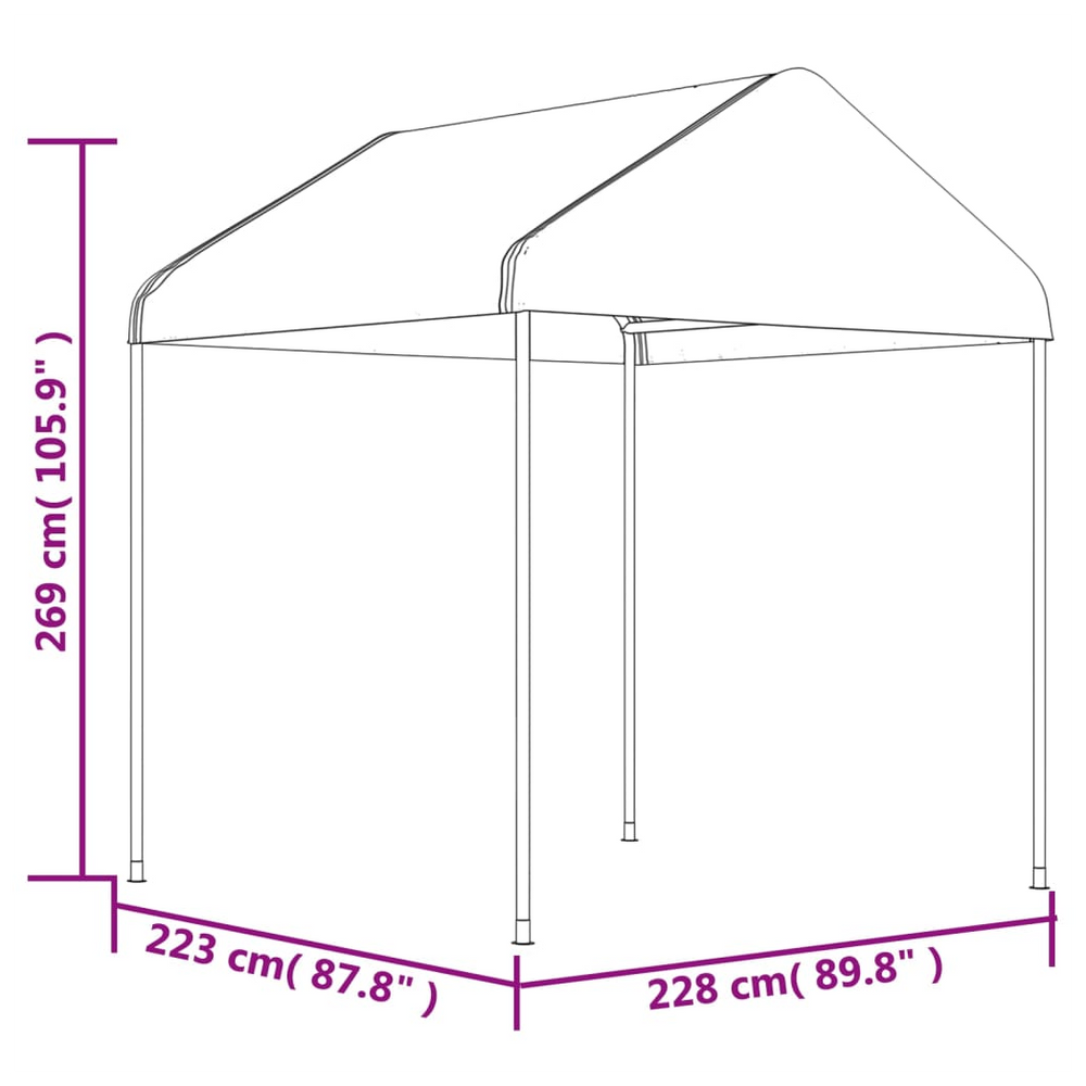 vidaXL Gazebo with Roof White 2.28x2.23x2.69 m Polyethylene - anydaydirect