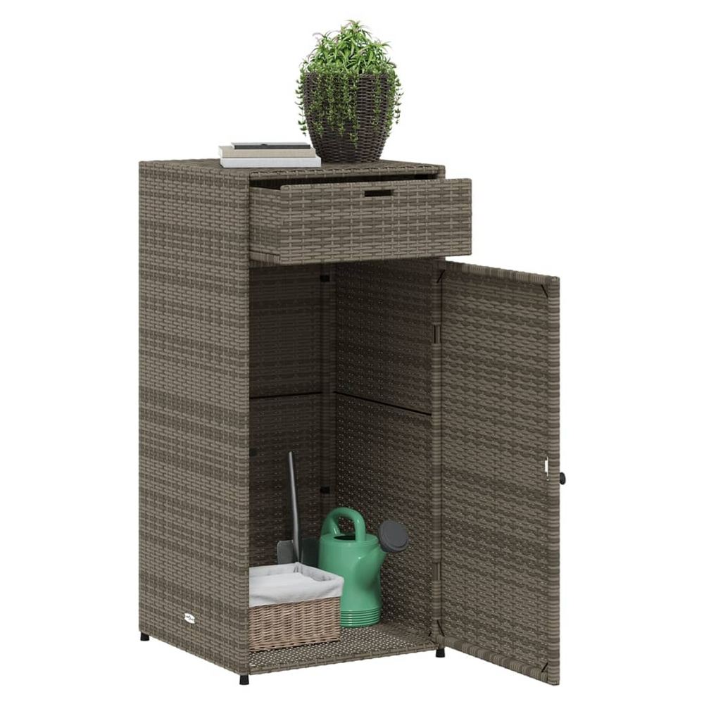 vidaXL Garden Storage Cabinet Grey 55x55x111 cm Poly Rattan - anydaydirect