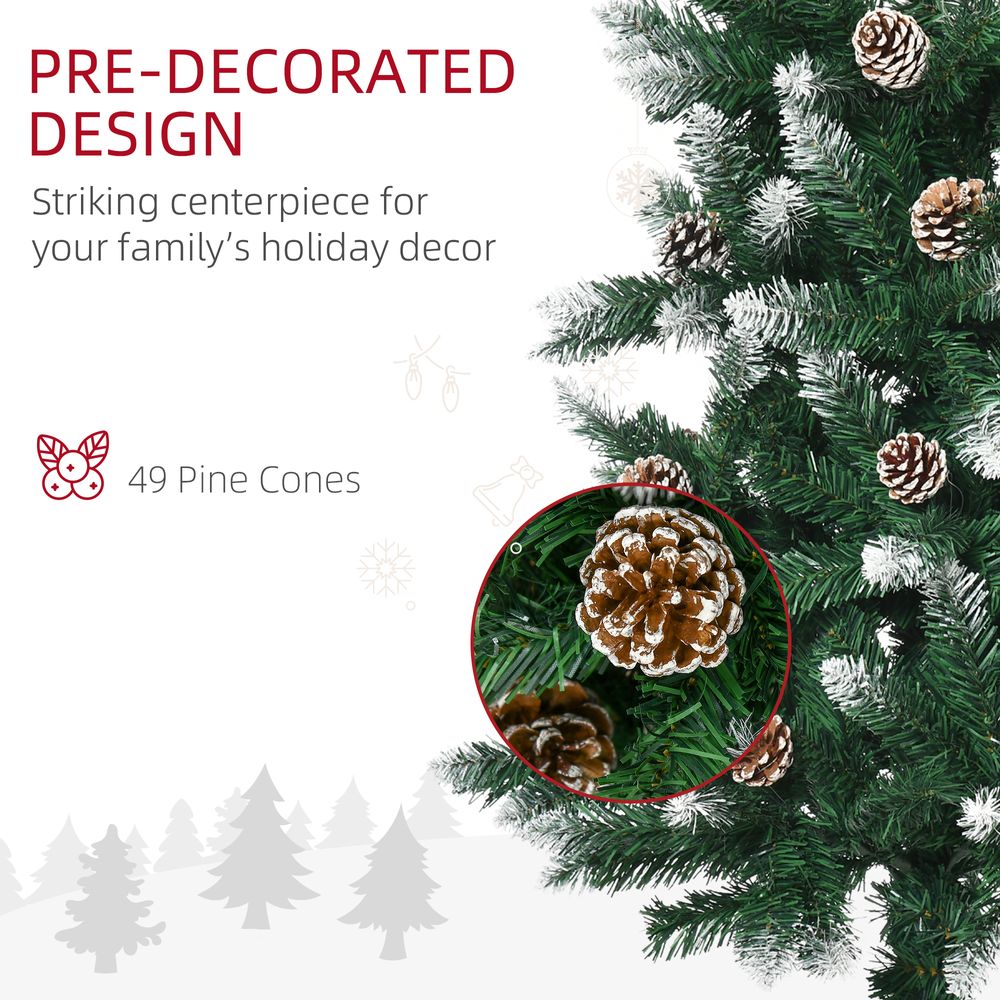 6' Snow Artificial Christmas Tree Holiday Home Decor with Pine Cones - anydaydirect