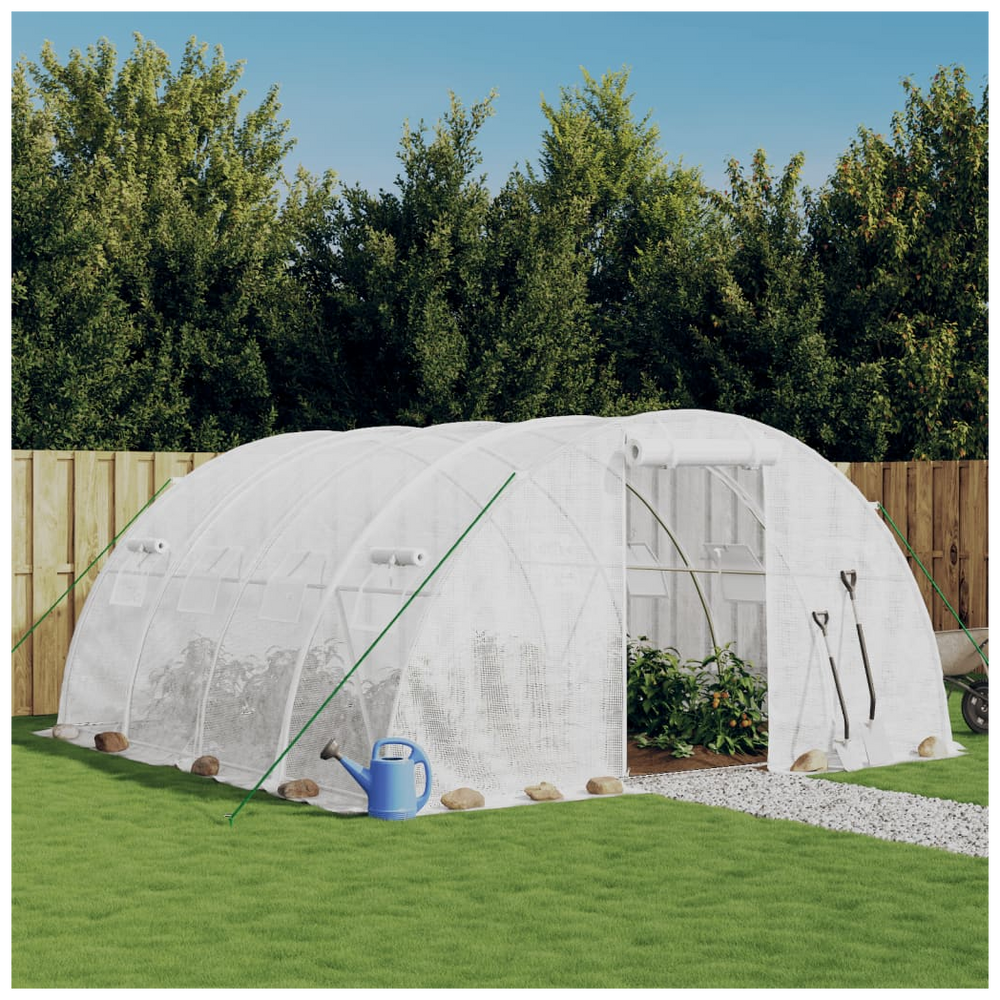 vidaXL Greenhouse with Steel Frame White 16 m² 4x4x2 m - anydaydirect