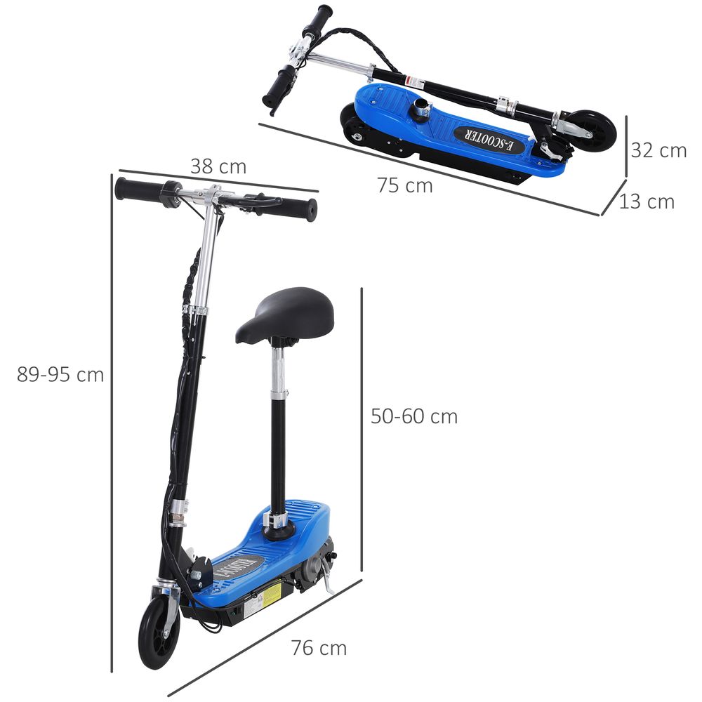 Kids Foldable Electric Powered Scooters 120W Toy Brake Kickstand Blue HOMCOM - anydaydirect