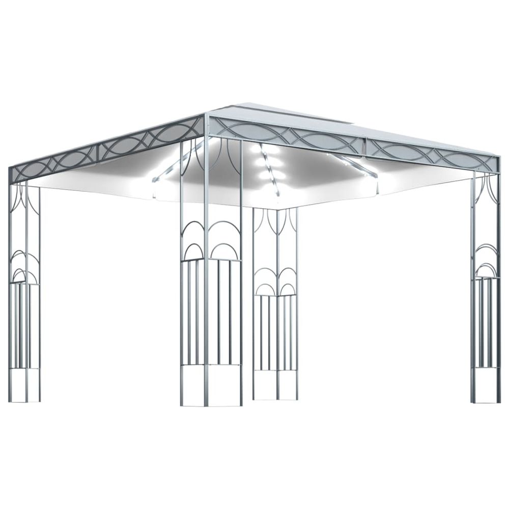 Gazebo Tent with LED String Lights Cream & Anthracite - anydaydirect