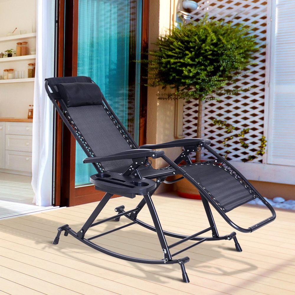 Folding Recliner Chair Outdoor Lounge Rocker Zero-Gravity Seat - anydaydirect