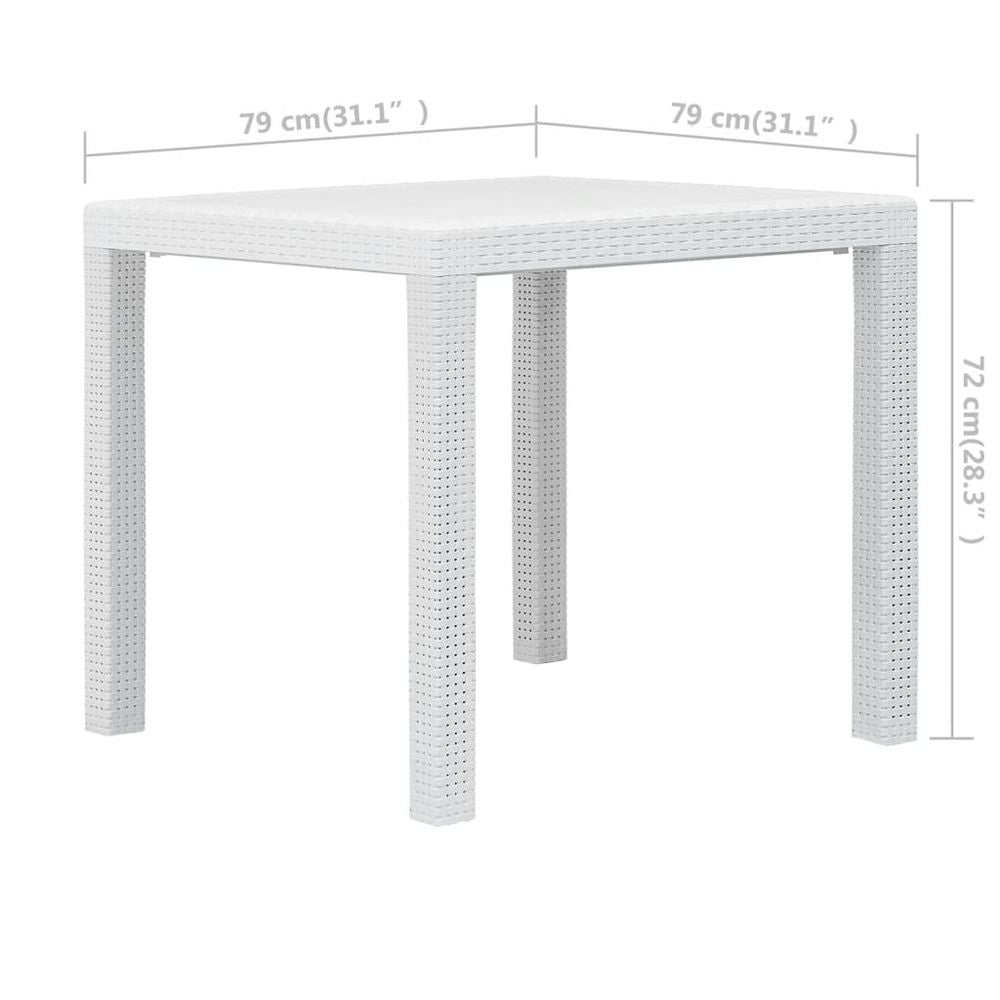 Garden Table White 79x79x72 cm Plastic Rattan Look - anydaydirect