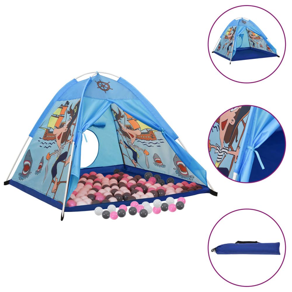 Children Play Tent with 250 Balls Blue 120x120x90 cm - anydaydirect