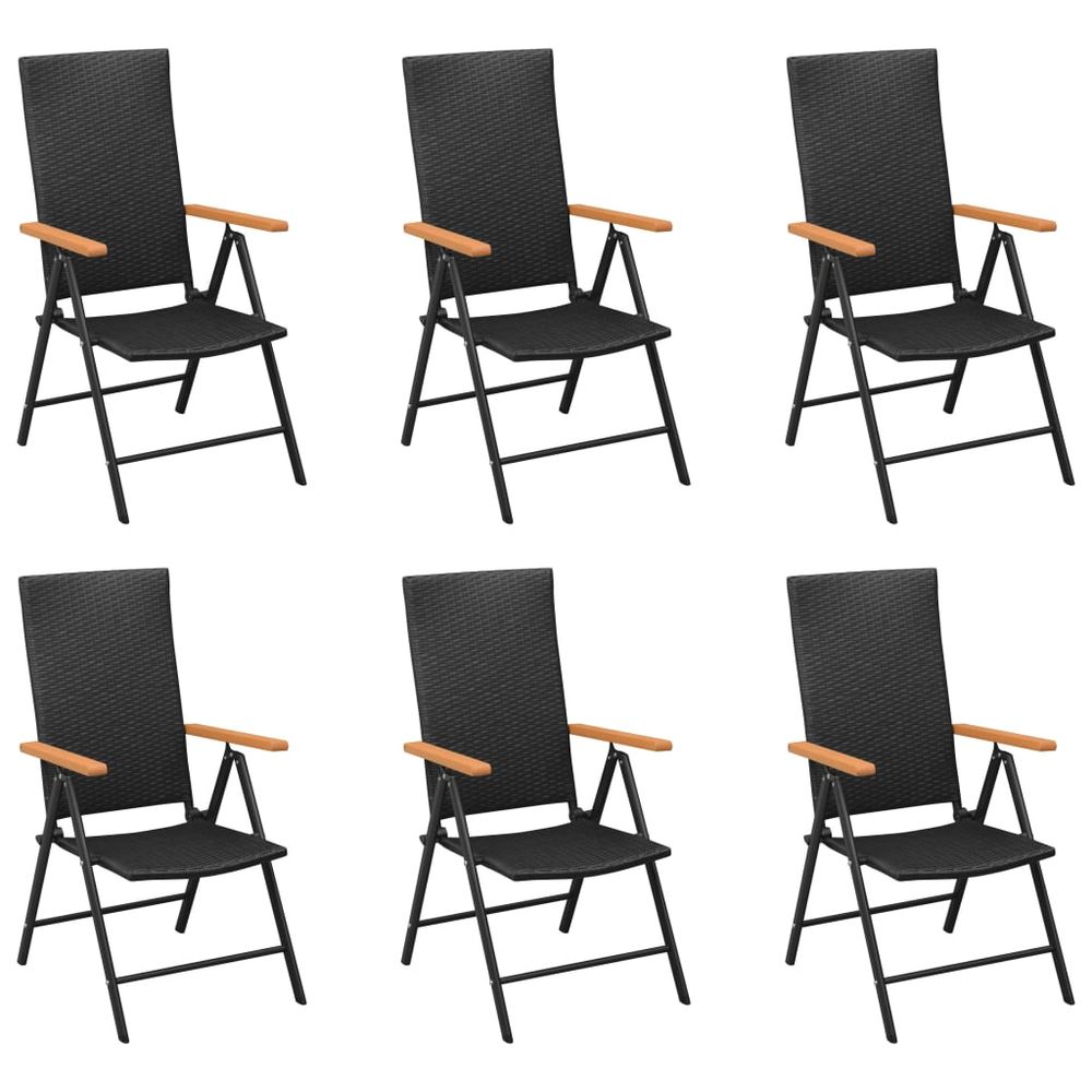 7 Piece Garden Dining Set Black and Brown - anydaydirect