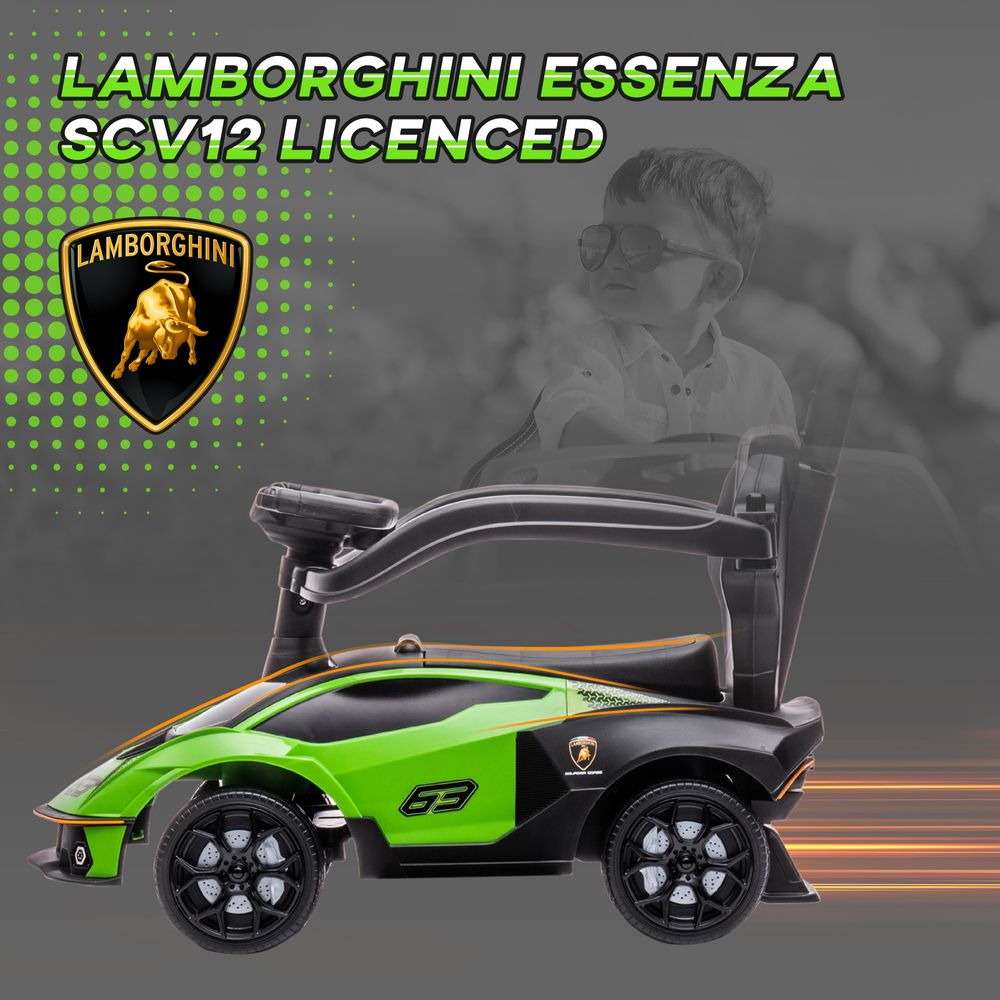 Lamborghini 2 in 1 Baby Ride on Push Car Toddler Push Along Car, Green - anydaydirect