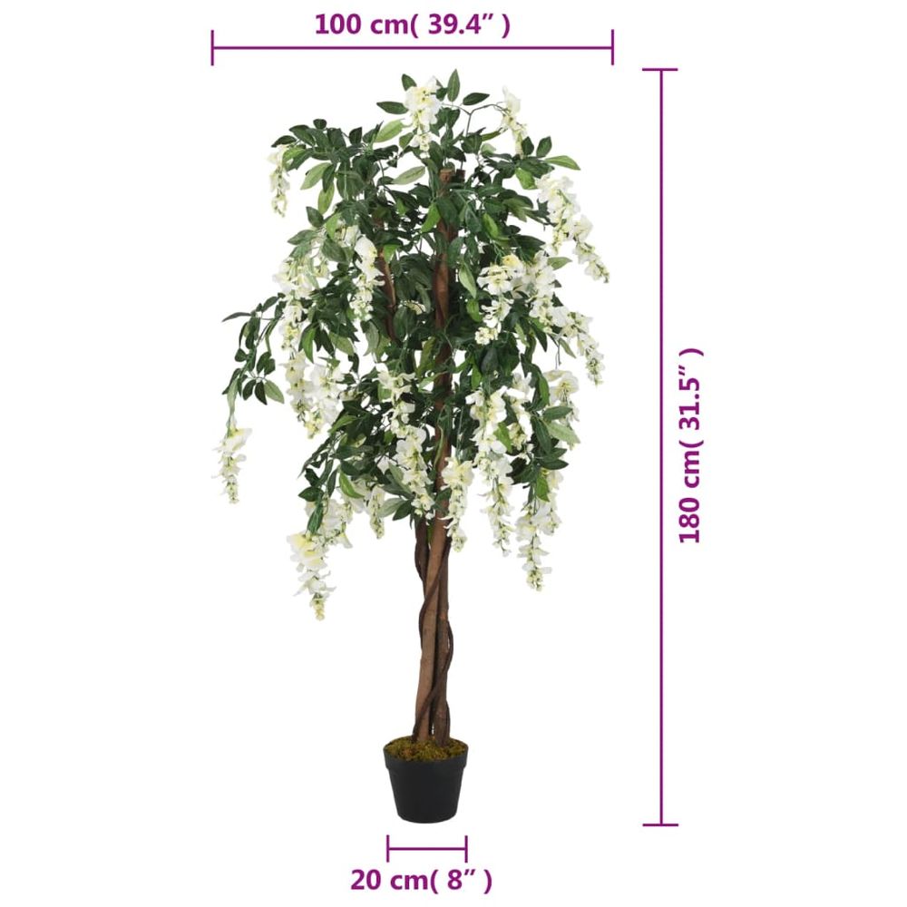 vidaXL Artificial Wisteria Tree 1260 Leaves 180 cm Green and White - anydaydirect