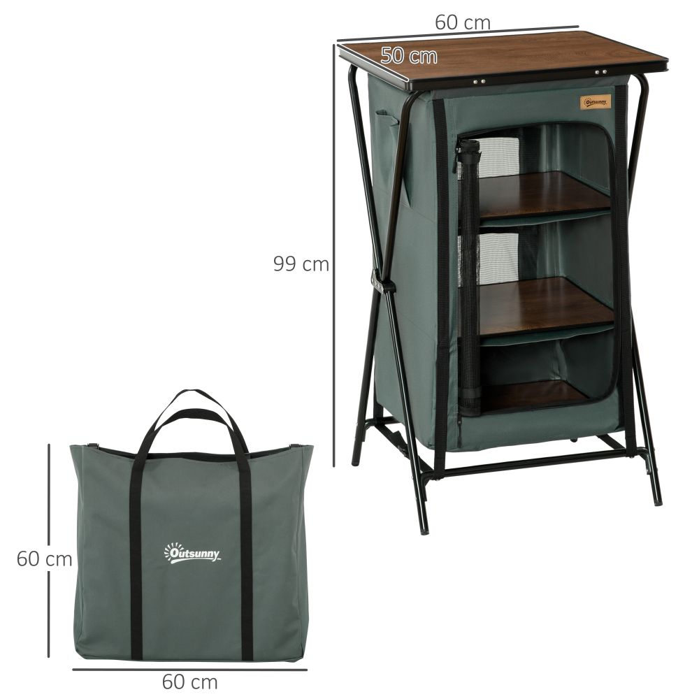 Camping Cupboard Aluminium Foldable Kitchen Station w/ Carrying Bag Outsunny - anydaydirect