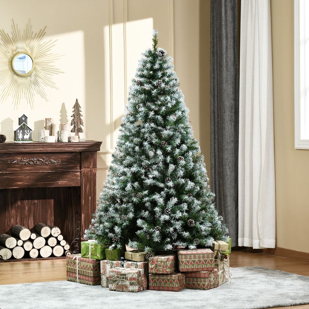 6FT Artificial Christmas Tree Pine Cones Xmas Home Deco Automatic Open Green - anydaydirect