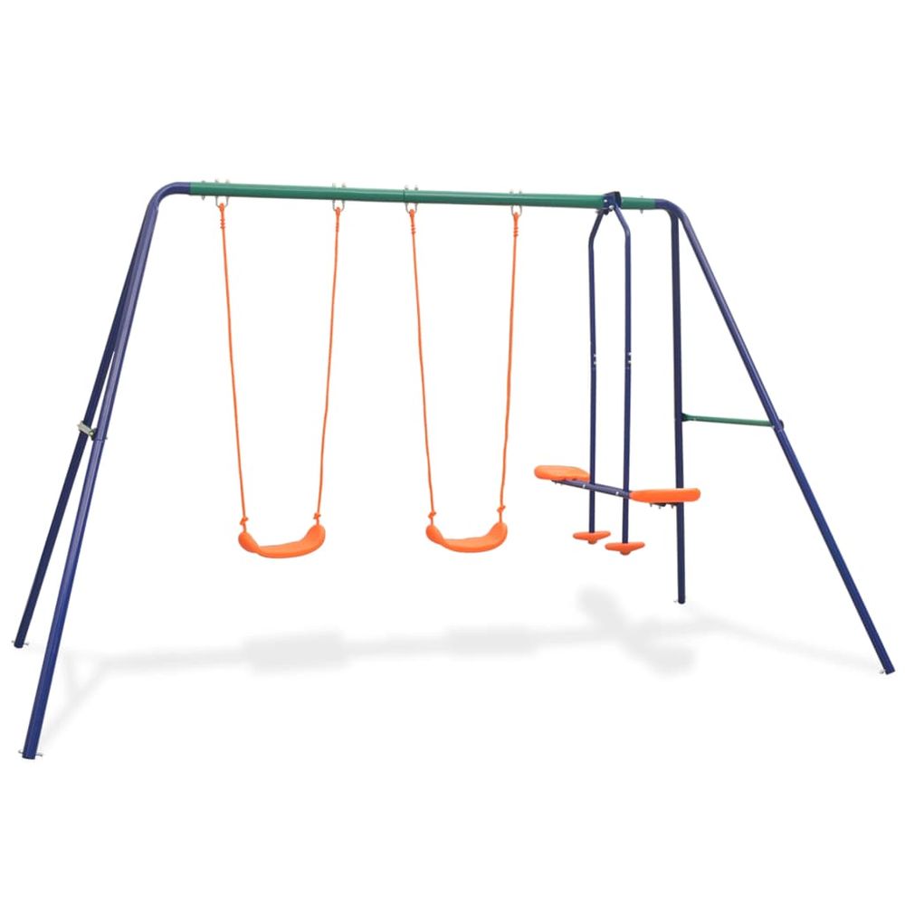 Swing Set with 4 Seats Orange - anydaydirect