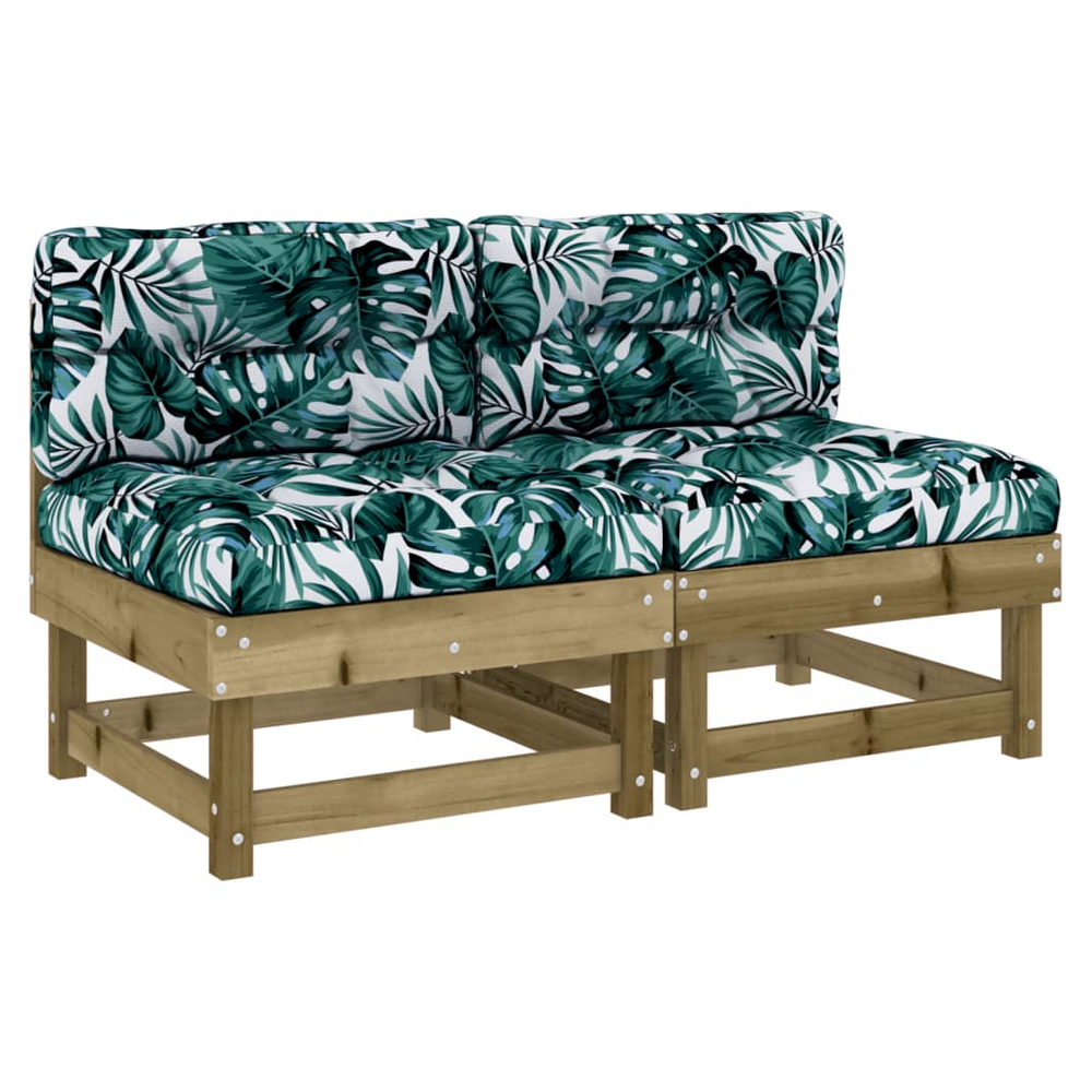 vidaXL Middle Sofas with Cushions 2 pcs Impregnated Wood Pine - anydaydirect