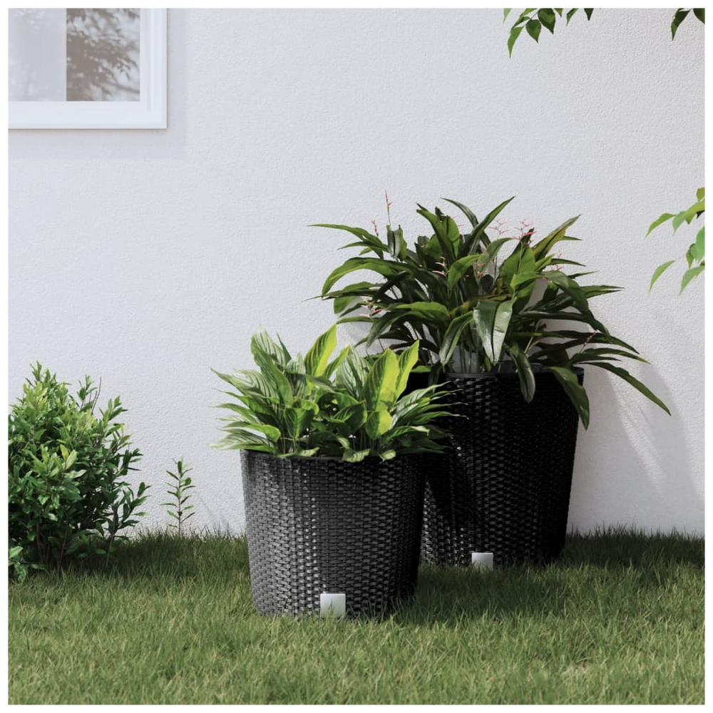 vidaXL Planter with Removable Inner Anthracite 15 / 15.3 L PP Rattan - anydaydirect