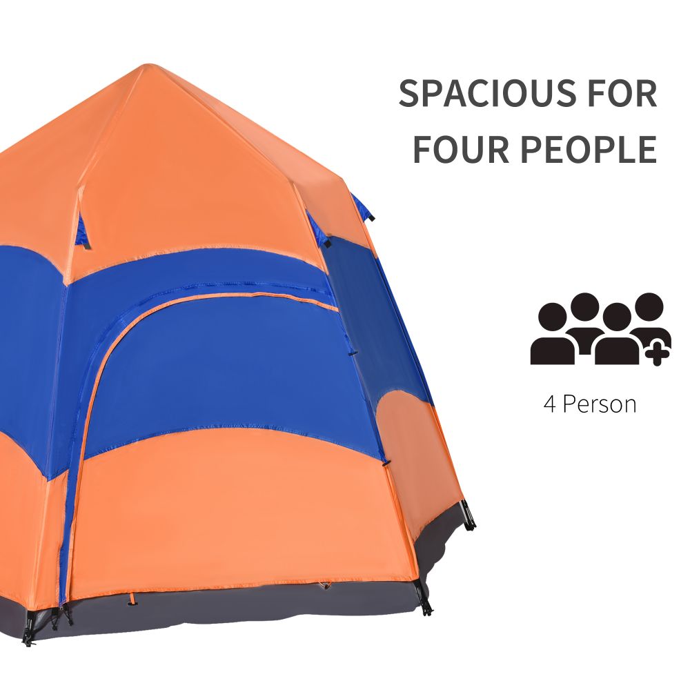 4 Person Pop Up Tent Camping Festival Hiking Shelter Family Portable Outsunny - anydaydirect