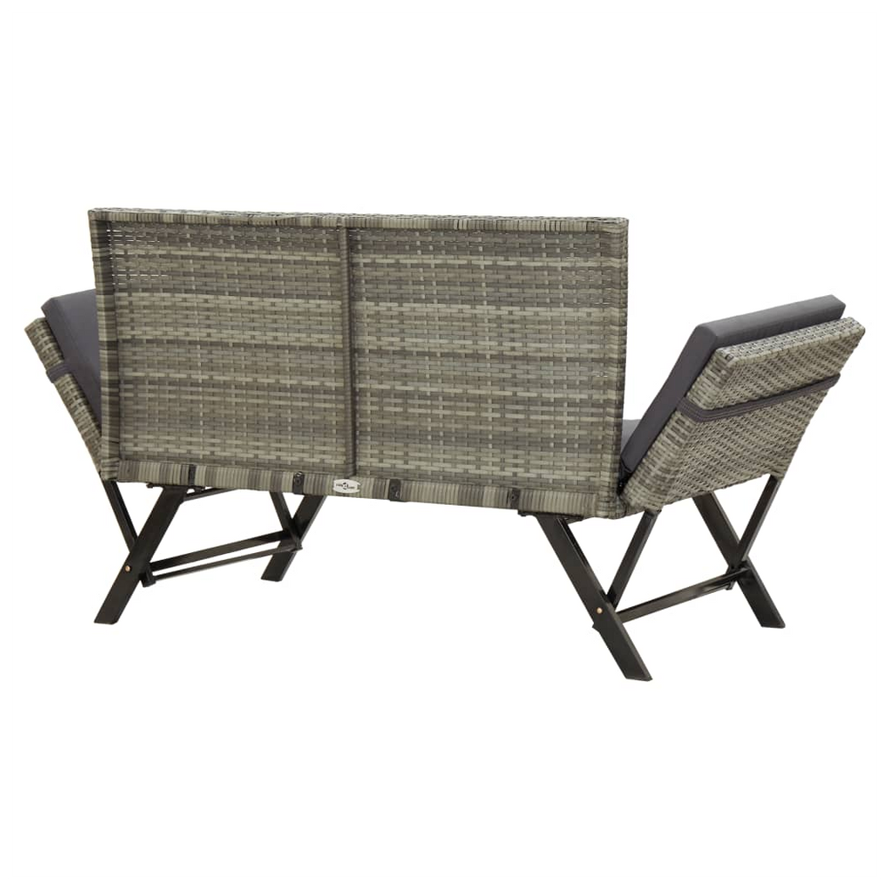 Garden Bench with Cushions Grey 176 cm Poly Rattan - anydaydirect