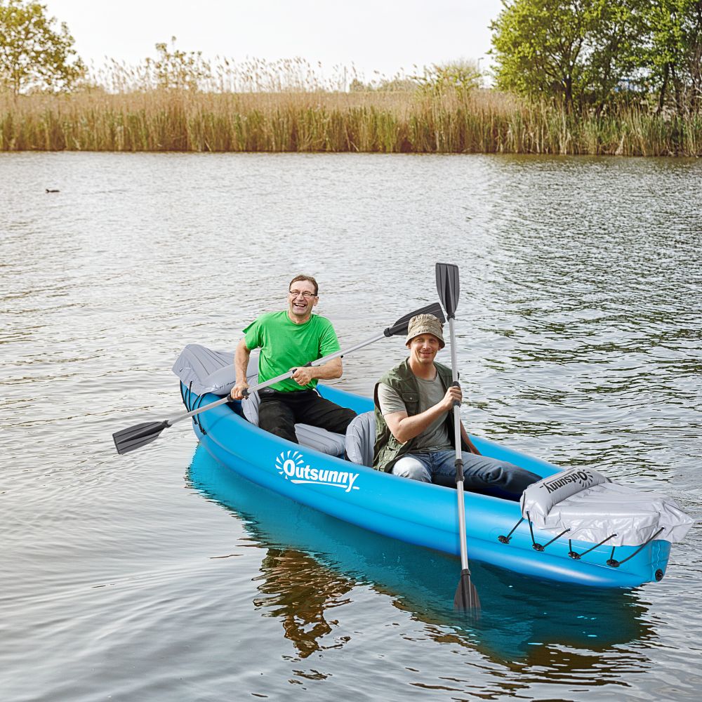 Inflatable Kayak Two-Person Inflatable Boat Air Pump, Aluminium Oars Outsunny - anydaydirect