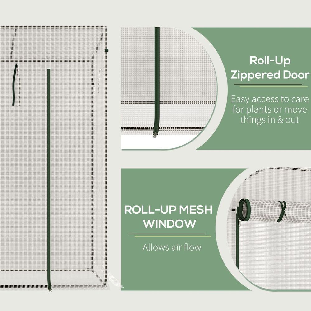 Outsunny 200x76x168cm Walk-in Garden Greenhouse Plant Warm House w/ Roll Up Door - anydaydirect