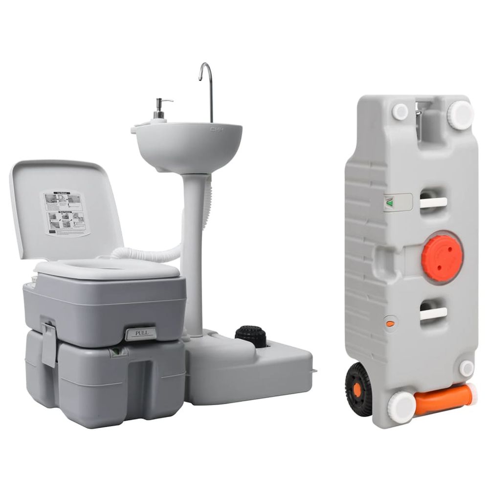 Portable Camping Toilet and Handwash Stand Set with Water Tank - anydaydirect