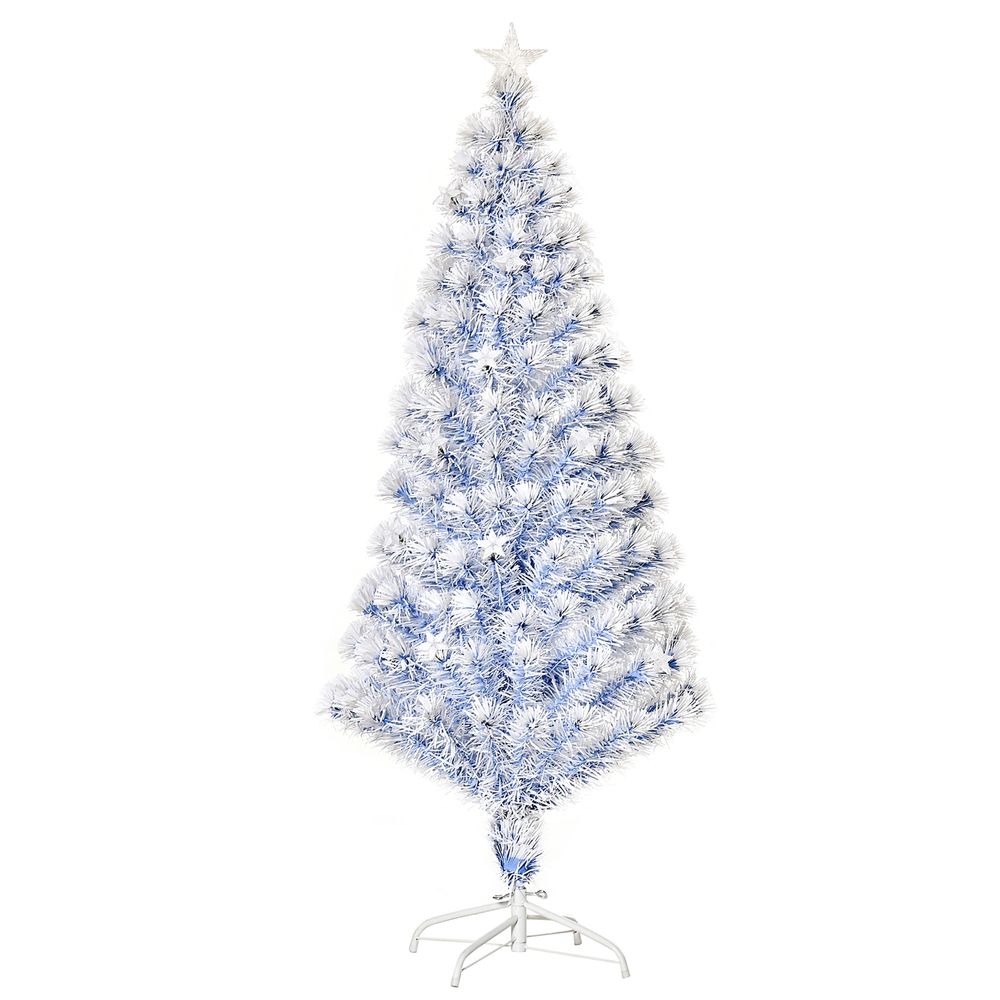 Artificial Fibre Christmas Tree Seasonal Deco 21 LED Easy Store 5FT White Blue - anydaydirect