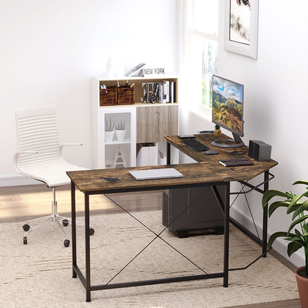 Corner L-Shape Computer Desk Gaming PC Workstation for Home Office - anydaydirect