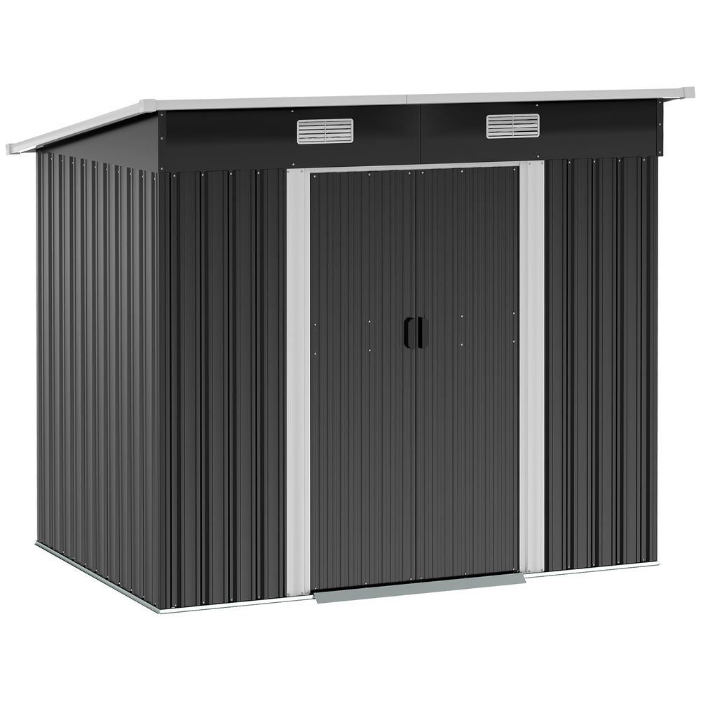 6.8 x 4.3ft Outdoor Garden Storage Shed, Tool Storage Box Black 6.8x4.3ft - anydaydirect