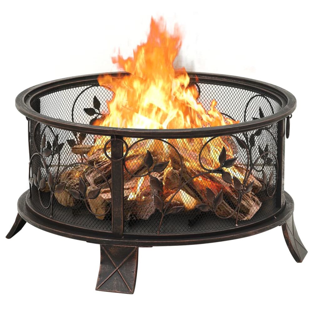 Rustic Fire Pit with Poker 67.5 cm XXL Steel - anydaydirect