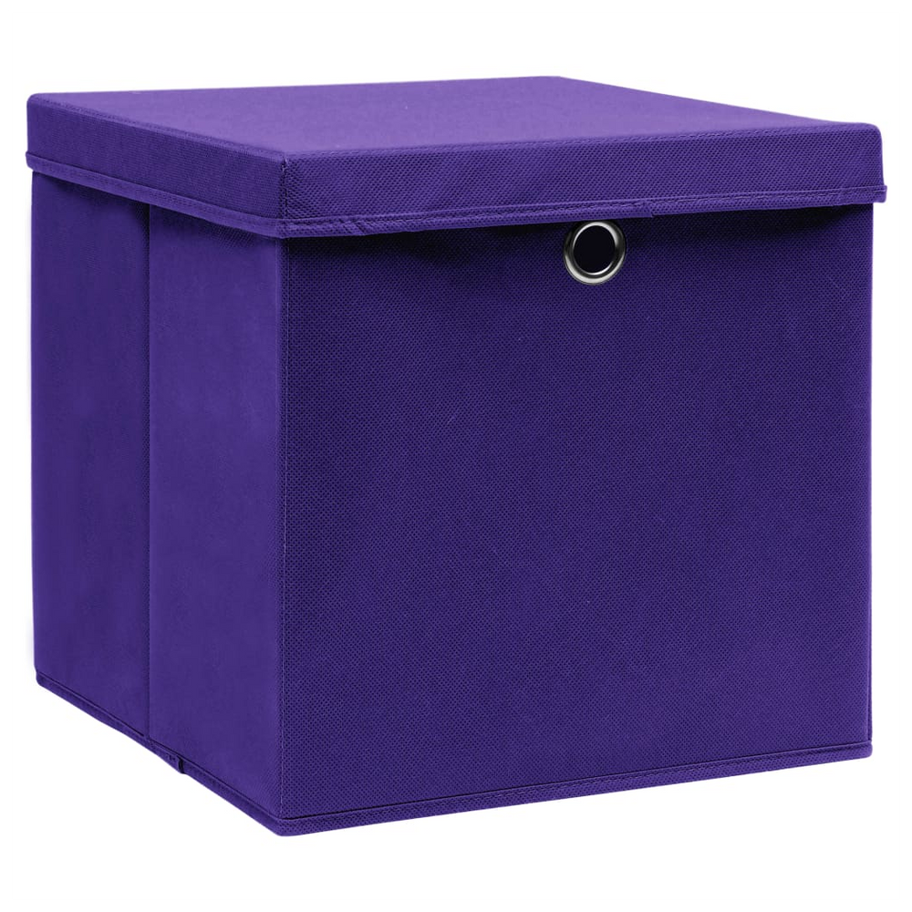 Storage Boxes with Lids 4 pcs Purple 32x32x32 cm Fabric - anydaydirect