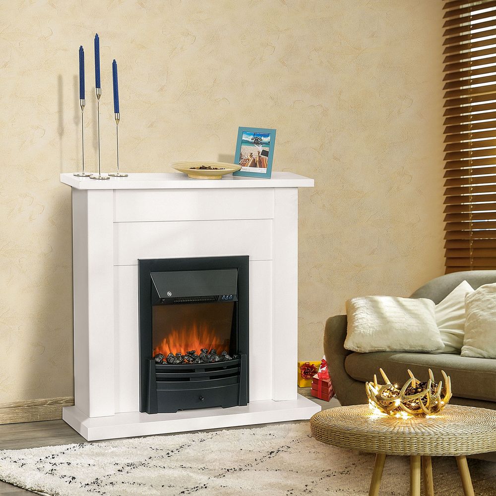 2000W 5-Level MDF Electric Fireplace Heater w/ Remote White - anydaydirect