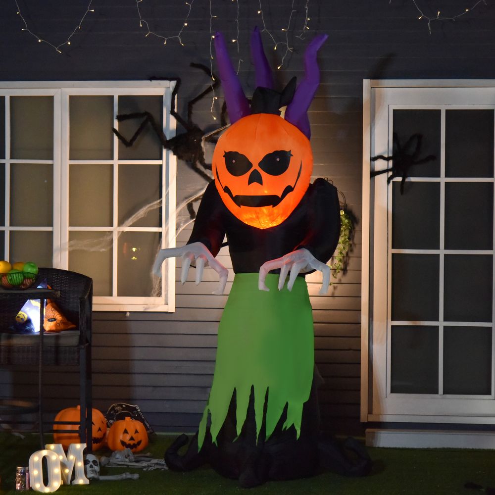 Halloween Pumpkin Ghost Inflatable LED Lighting Scary Ghoul Outdoor Kids Party - anydaydirect